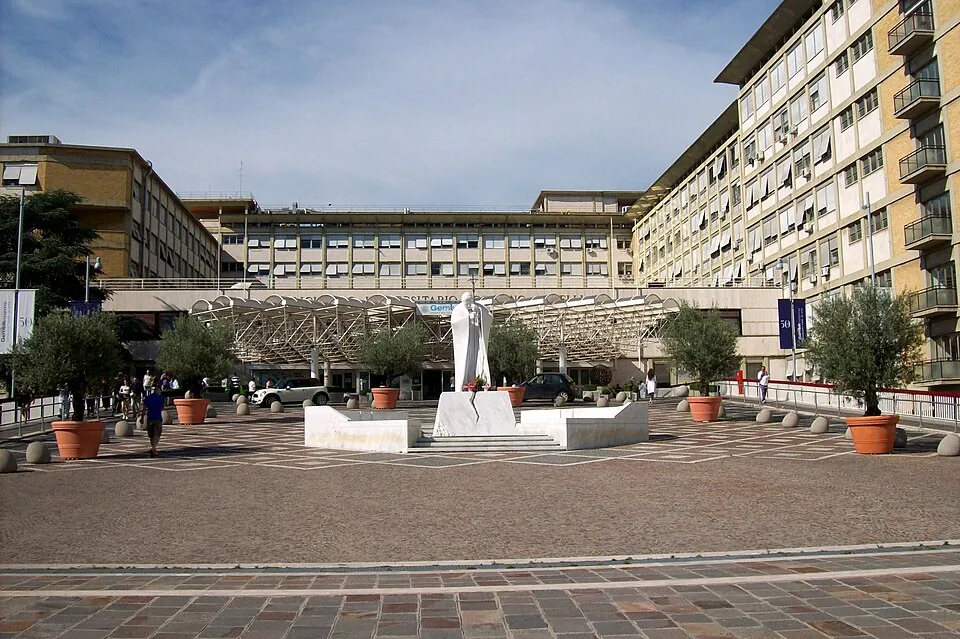 Gemelli Hospital in Rome seen from its forecourt
